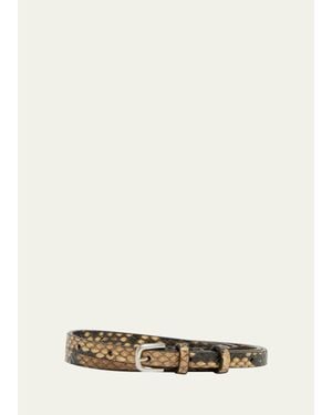 Dries Van Noten Python-Printed Leather Skinny Belt - Natural