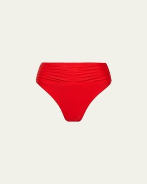 Ramy Brook Ivo Ruched Bikini Bottoms - Red