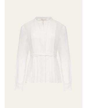 Twp Pleated Poet Blouse - White
