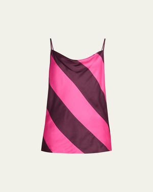 Dries Van Noten Cowl-Neck Paneled Satin Tank Top - Pink