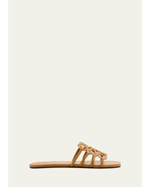 Loewe Petal Leather Anagram Slide Sandals - Natural