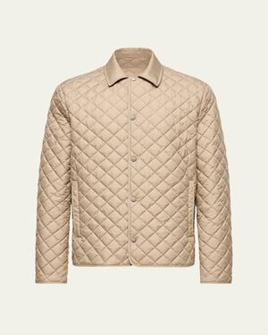 Moncler Avrelie Diamond Quilted Padded Shirt Jacket - Natural