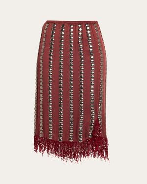 DIOTIMA Coverly Embellished Fringe Midi Skirt - Red