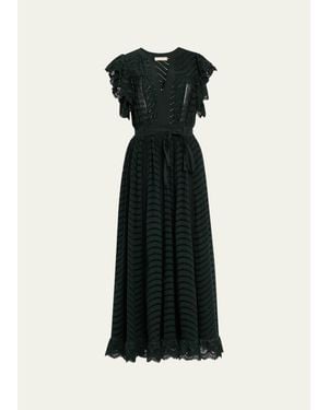 Ulla Johnson Olga Eyelet Flutter-Sleeve Midi Dress - Black