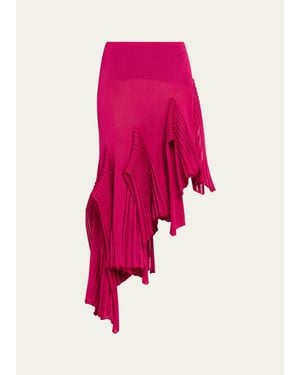 Alaïa Asymmetric Godet Ruffle Midi Skirt - Pink