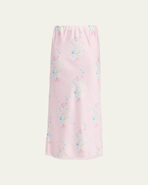 LoveShackFancy Kalo Satin Maxi Skirt - Pink