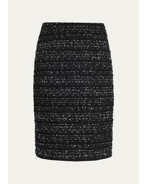 Teri Jon Metallic Tweed Knee-Length Pencil Skirt - Black