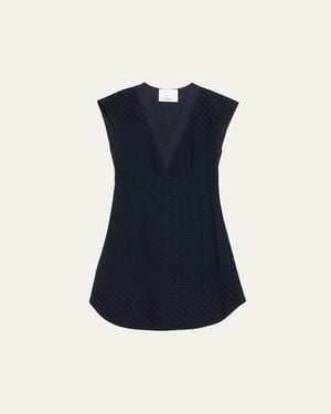 3.1 Phillip Lim Broderie Anglaise Cape-Sleeve Shift Dress - Blue