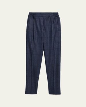 Kiton Windowpane Pleated Stretch Pants - Blue