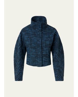 Akris Punto Raw Denim Tweed Zip Jacket - Blue