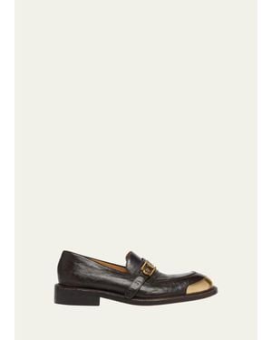 Versace Medusa Buckle Calf Leather Loafers - White