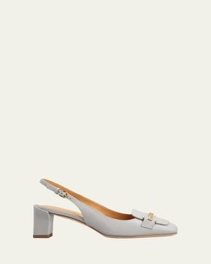 Tod's Leather Bar Slingback Pumps - Natural