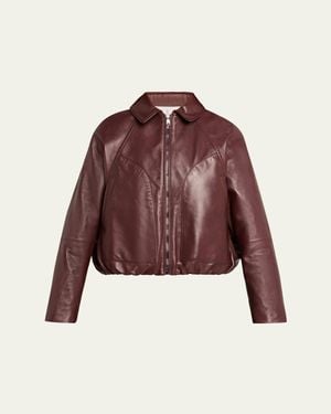 Brunello Cucinelli Collared Zip-Up Leather Jacket