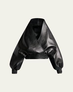 Balenciaga Structured Leather Wrap Jacket - Black
