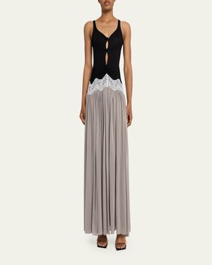 Christopher Esber Twist Verner Lace Long-Sleeve Maxi Dress in Black | Lyst
