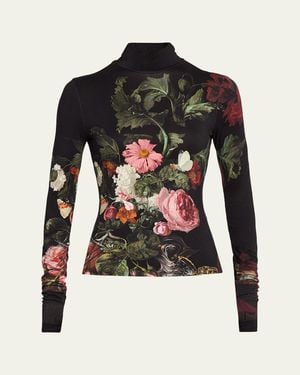 Alice + Olivia Delaina Turtleneck Top - Black