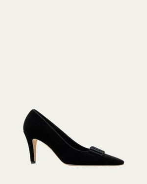 Manolo Blahnik Readorhi Velvet Bow Pumps - Black
