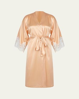 Lise Charmel Splendeur Lace-Trim Silk-Blend Robe - Natural