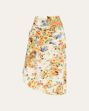 A.L.C. Naomi Floral Draped Midi Skirt - Metallic