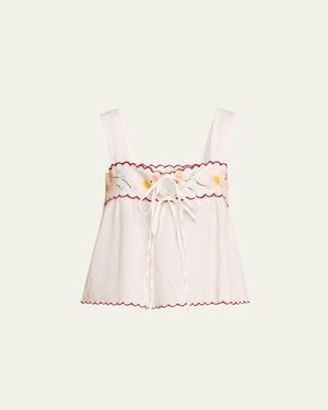 Ciao Lucia Ander Embroidered Cotton-Blend Top - Natural