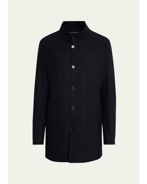 Mandelli Cashmere Jersey Car Coat - Blue