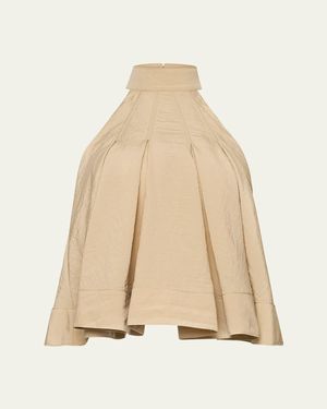 Cinq À Sept Jagger High-Neck Taffeta Blouse - Natural