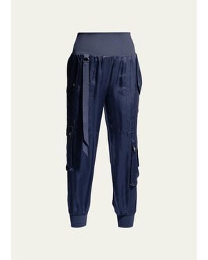 Cinq À Sept Harmony Satin Cargo Jogger Pants - Blue