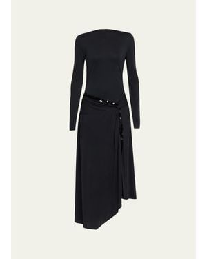 3.1 Phillip Lim Embellished Draped Long-Sleeve Maxi Dress - Blue