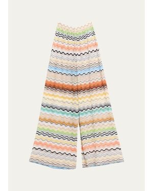 Missoni Zigzag-Knit Wide-Leg Pants - White