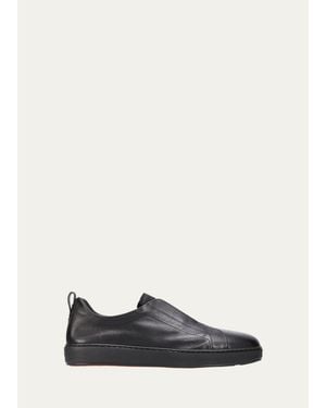 Santoni Victory Deerskin Slip-On Sneakers - White