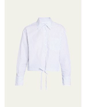 WE-AR4 The Cc Striped Drawstring Cotton Shirt - White