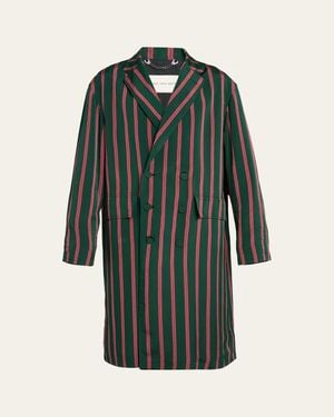 Dries Van Noten Striped Viscose-Silk Coat - Green