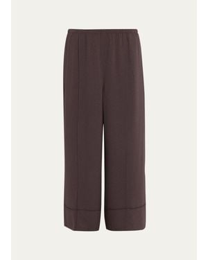 Theory Crop Pintuck Wide-Leg Pants - Brown