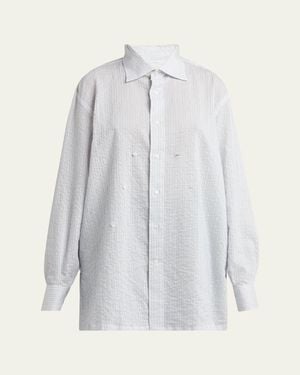 Setchu Stripe Button Down Blouse - White