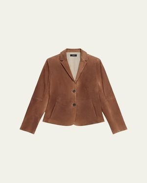 Theory Shaped Suede Blazer - Brown