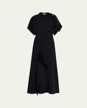 Lanvin Asymmetric Button A-Line Dress - Black