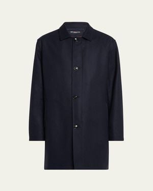 Kiton Cashmere Concealed-Zip Car Coat - Blue