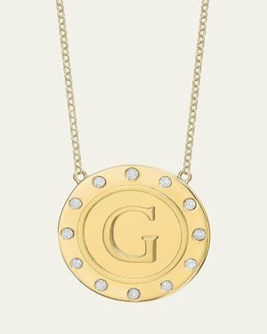Tracee Nichols 14K Initial Token Necklace With Diamonds - Metallic