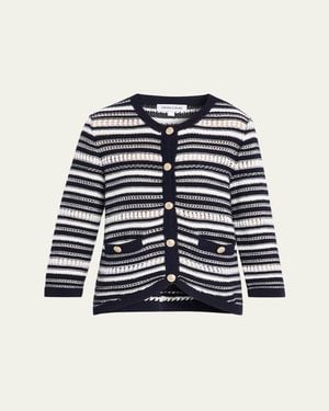 Veronica Beard Bellingham Stripe Knit Cardigan - Blue