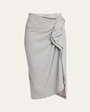 Dries Van Noten Hanam Draped Jersey Midi Skirt - Gray