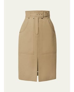 Carolina Herrera Belted Cotton Pencil Skirt - Natural