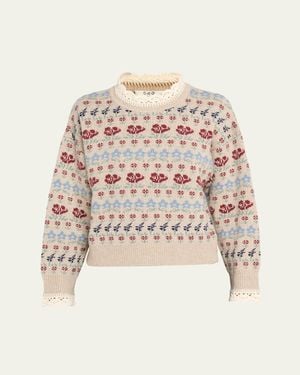 Sea Preston Crochet-Trim Fair Isle Sweater - Natural