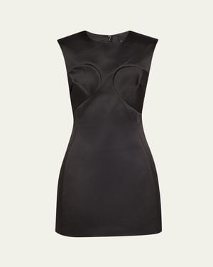 Marc Jacobs Seamed Up Satin Sleeveless Mini Dress - Black