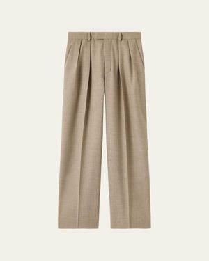 Loro Piana Rodger Pleated Wide-Leg Ankle Pants - Natural