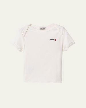 Miu Miu Short Sleeve Tshirt - Natural