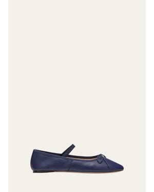 Loeffler Randall Leonie Lambskin Bow Ballerina Flats - Blue