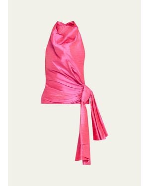 Christopher John Rogers Silk Sarong Top - Pink
