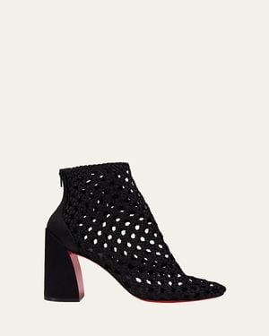 Christian Louboutin 85Mm Jane Woven Silk Booties - Black