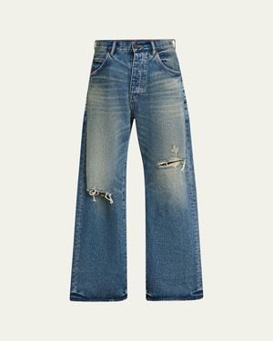 Purple 9 To 5 Medium Wash Baggy Wide-Leg Jeans - Blue