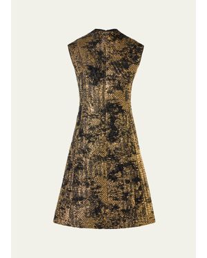Akris Fragmented Techno Lame Jacquard Sleeveless Dress - Green